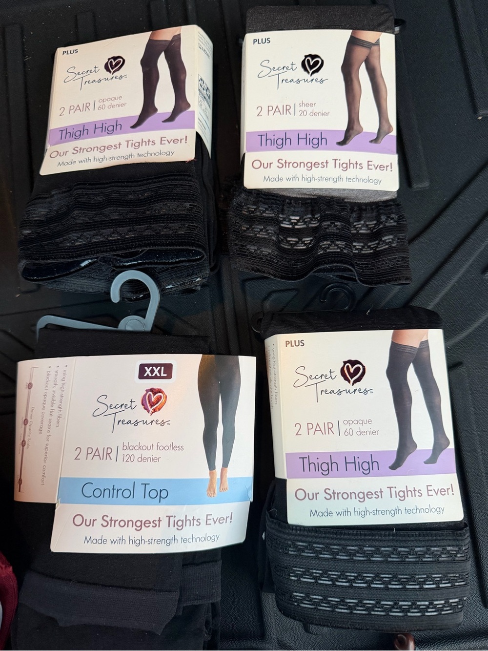 Secret Treasures Plus Women's Thigh High & Control Top Tights - Black